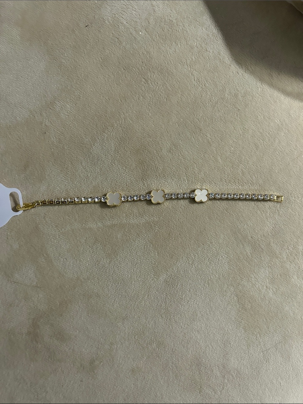 Gold-Tone Bracelet with White Clover Accents